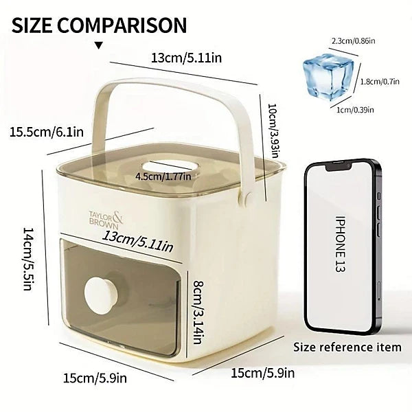 Easy Press Ice Cube Maker with Lid and Bin  48 Cube Reusable Silicone Tray for Parties & Bars