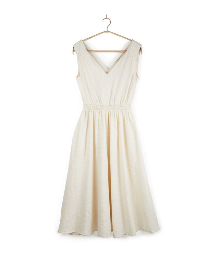 Eesha V Dress in Mockleno Check Natural