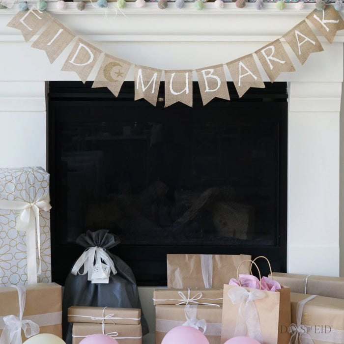 Eid Mubarak Burlap Banner - Days of Eid