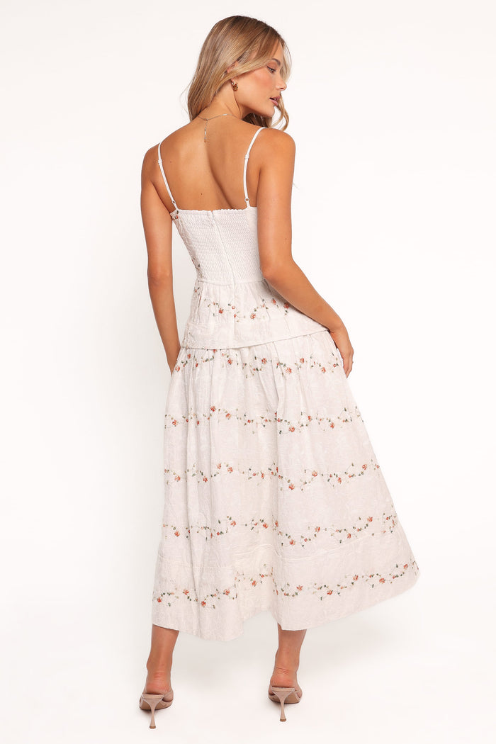 Petal and Pup USA DRESSES Eleanora Midi Dress - White Floral