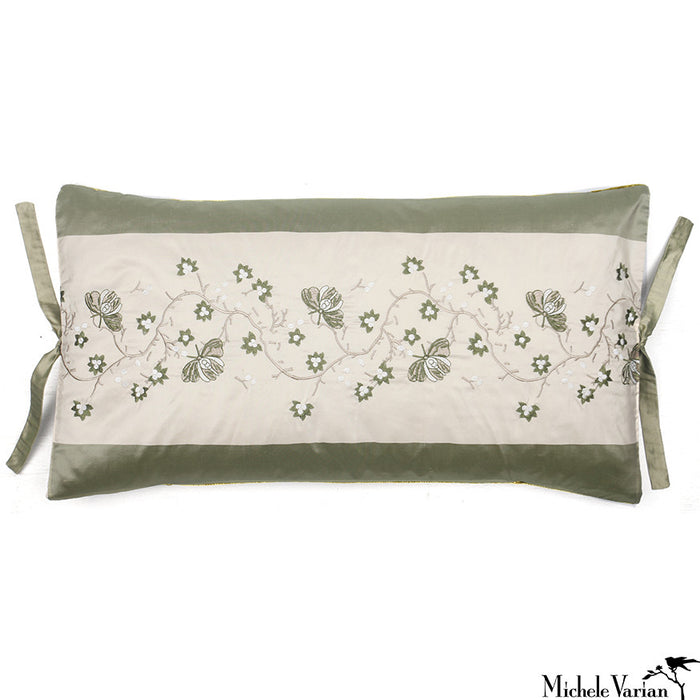 Embroidered Silk Butterfly Moss 12x22
