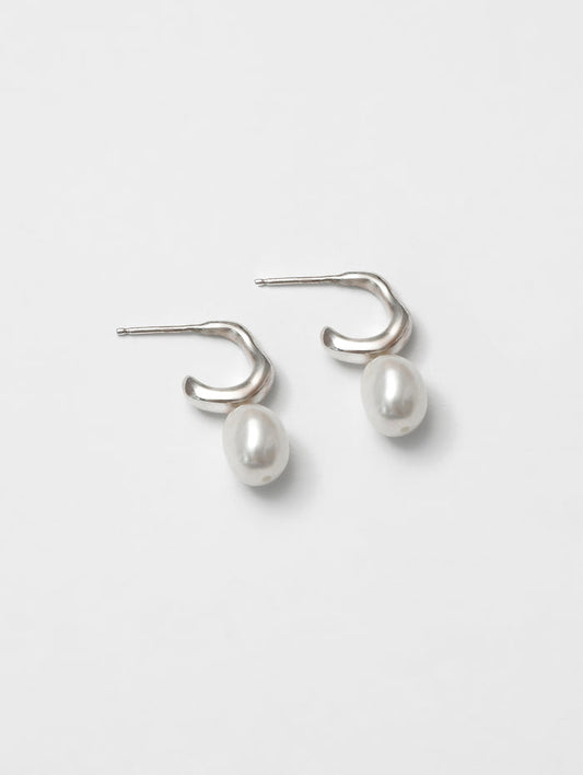 Wolf Circus Classic Pearl Hoop Stud in 925 Sterling Silver | Emmy Earring in Sterling Silver-Earrings-wolfcircus.com
