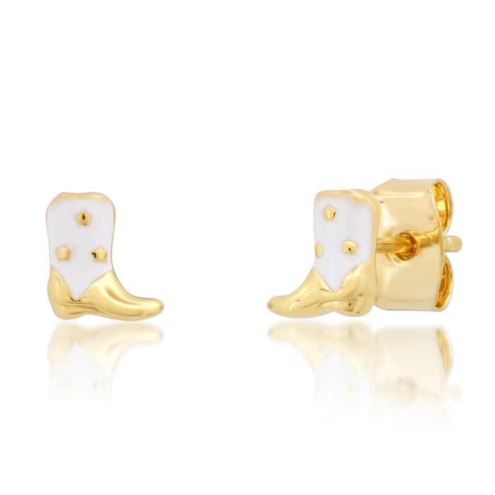Enamel Cowboy Boot Studs in White