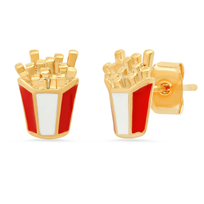 Enamel French Fry Studs in Gold