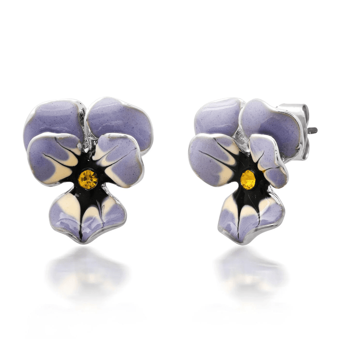 Enamel Pansy Studs in Lavender