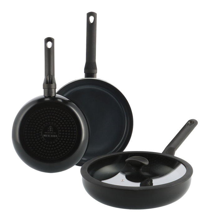 Enjoy 3-delig pannenset Black met hapjespan