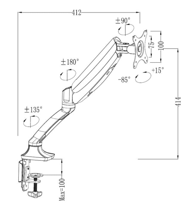 ERGOWORKS SINGLE VESA UNIVERSAL MONITOR ARM