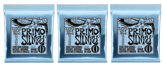 Ernie Ball 2212 Primo Slinky Electric Guitar Strings 9.5-44 (3-Pack)