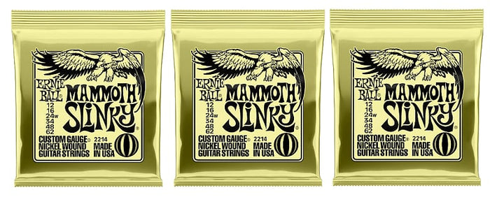 Ernie Ball 2214 Mammoth Slinky Electric Guitar Strings 12-62 (3-Pack)