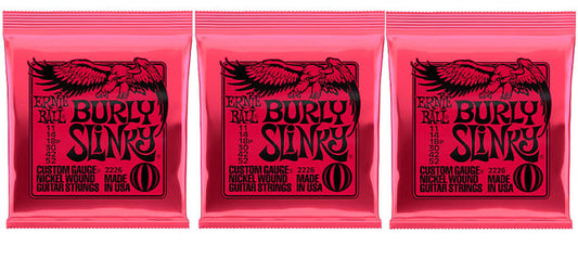 Ernie Ball 2226 Burly Slinky Nickel Wound Electric Guitar Strings 11-52 (3 Pack)