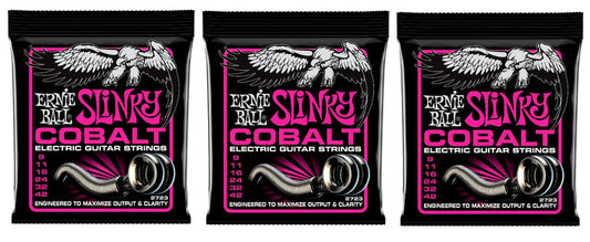 Ernie Ball 2723 Cobalt Super Slinky Electric Guitar Strings 9-42 (3-Pack)