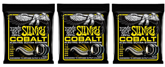 Ernie Ball 2727 Cobalt Beefy Slinky Electric Guitar Strings 11-54 (3-Pack)