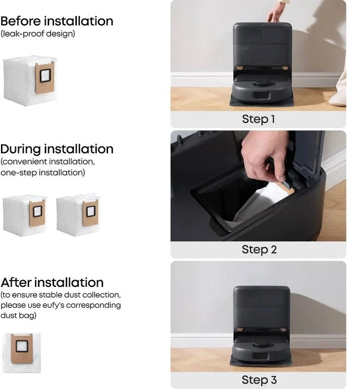 Eufy 3L Robot Vacuum Dust Bags 3‑Pack for Omni E28, E20 3 in 1 & E25 | T29YQA20 Eufy Vacuum Accessories Euronics Ireland