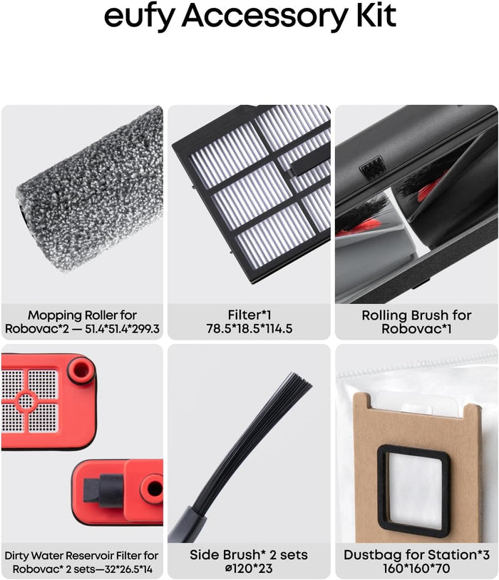 Eufy Accessories Pack for Robot Vacuum Omni E28 & E25 | T290QAR0 Eufy Vacuum Accessories Euronics Ireland
