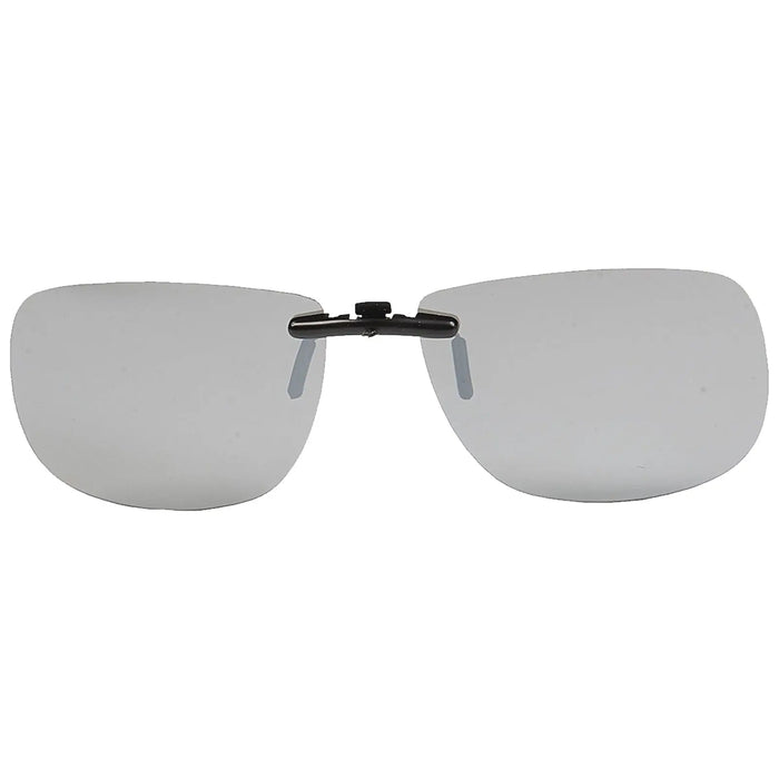 Sunglasses with a metallic bridge and no frames are presented facing forward showing clear lenses and a modern, minimalistic design in a neutral background.