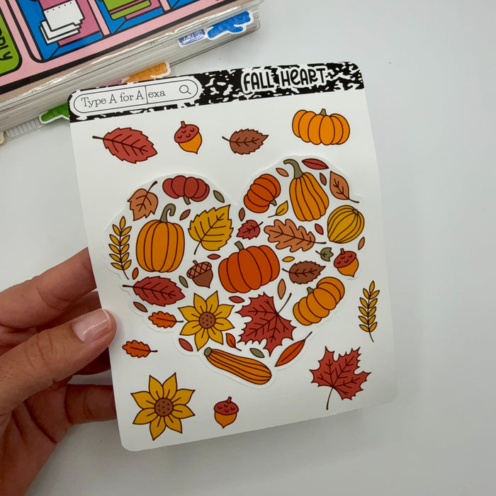 Fall Heart Jumbo Journaling Sticker Pocket