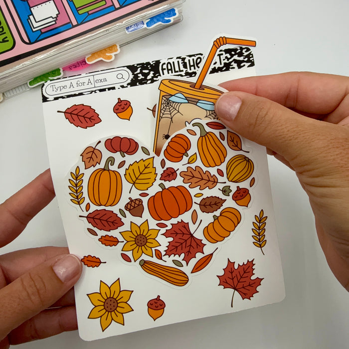 Fall Heart Jumbo Journaling Sticker Pocket