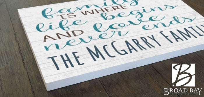 personalized Family Is Where Life Begins And Love Never Ends sign