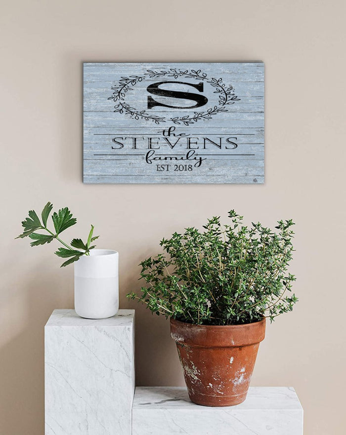 Family Name Sign Monogram & Est. Wooden Housewarming or Wedding Gift - Broad Bay Personalized Gifts Shipped Fast