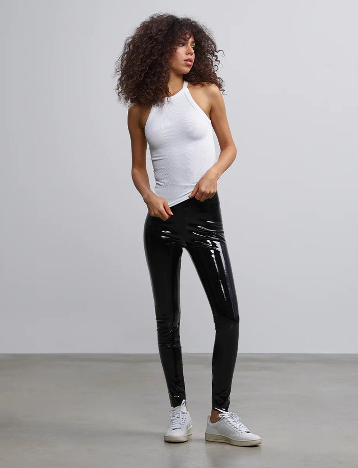 Faux Patent Leather Legging in Black
