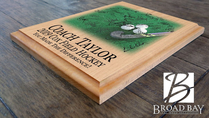 Field Hockey Coach Gift Plaque Personalized and Signable By Team - Broad Bay Personalized Gifts Shipped Fast