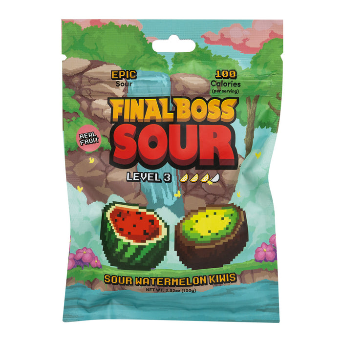 Final Boss Sour Level 3 Watermelon Kiwi Sour Candy Peg Bag - 12 Count