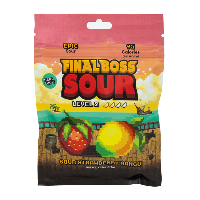 Final Boss Sour Strawberry and Mango Level 2 Sour Candy - 12 Count
