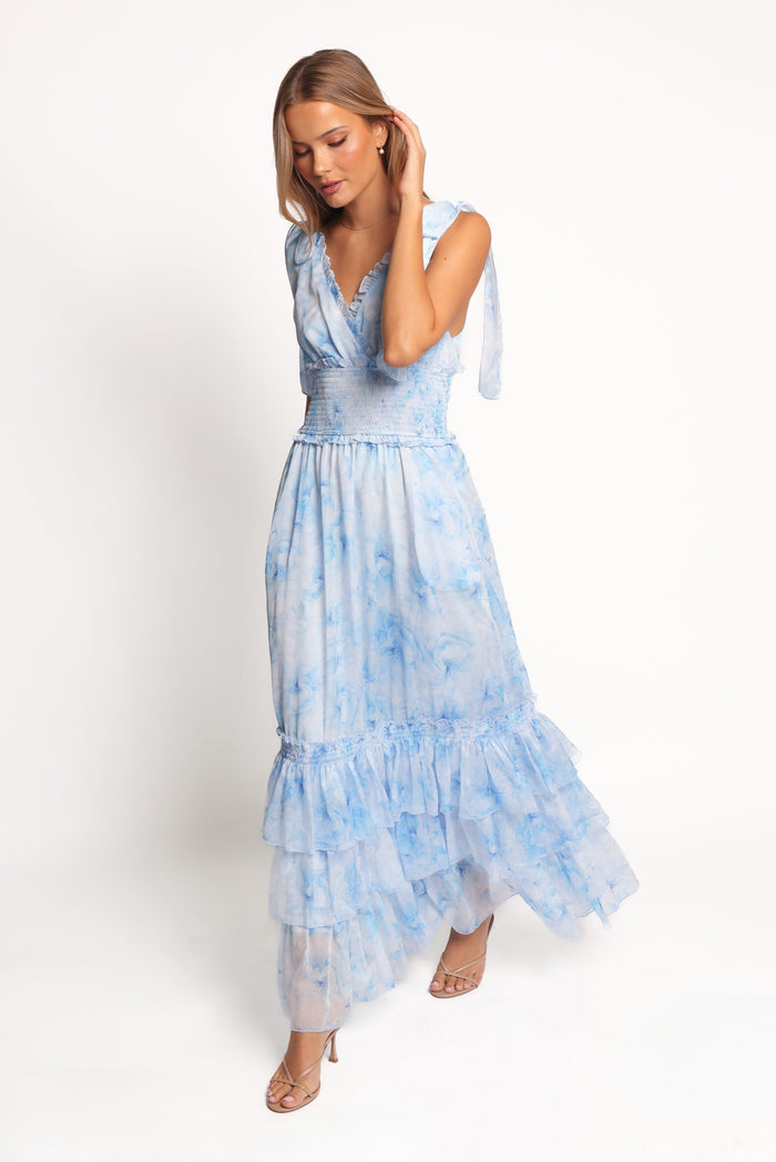 Petal and Pup USA DRESSES Fionna Maxi Dress - Blue Floral (Hold for Amazon)