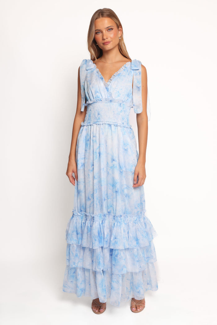 Petal and Pup USA DRESSES Fionna Maxi Dress - Blue Floral (Hold for Amazon)