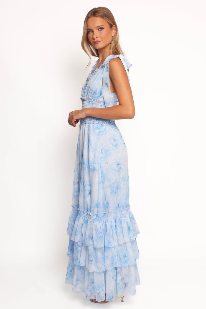 Petal and Pup USA DRESSES Fionna Maxi Dress - Blue Floral (Hold for Amazon)