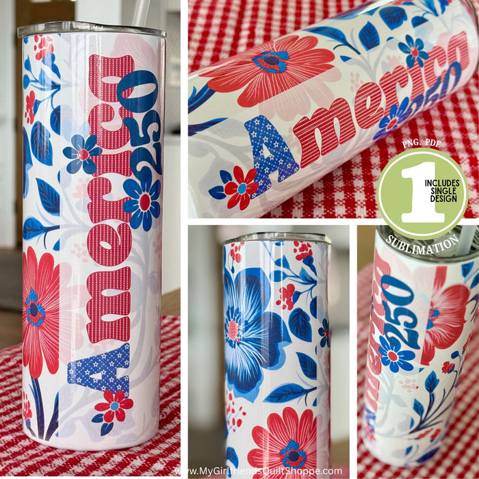 Floral America 250 (Downloadable Sublimation Design)