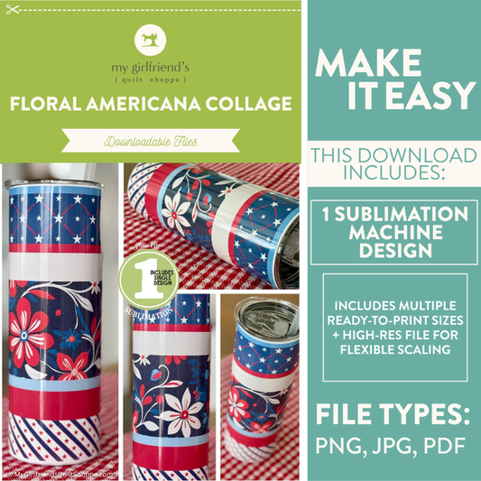 Floral Americana Collage (Downloadable Sublimation Design)