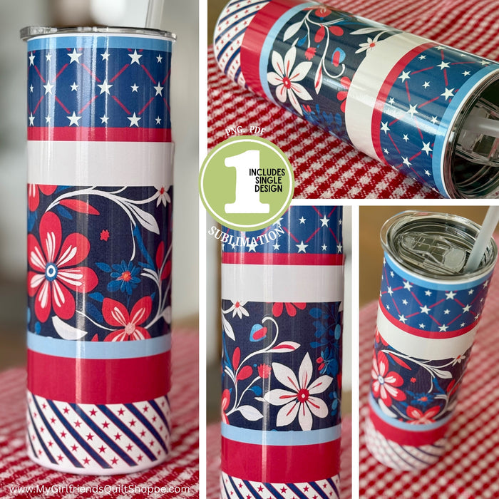 Floral Americana Collage (Downloadable Sublimation Design)