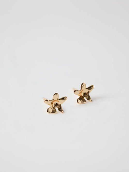 Wolf Circus Flower Charm Stud Earrings in Gold-Earrings-wolfcircus.com