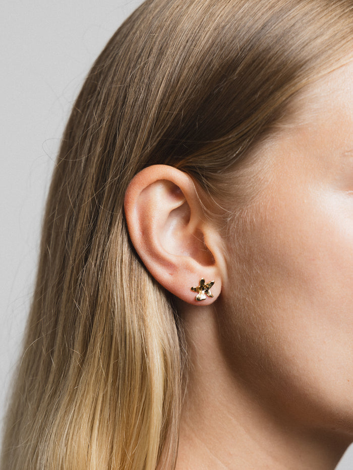 Wolf Circus Flower Charm Stud Earrings in Gold-Earrings-wolfcircus.com