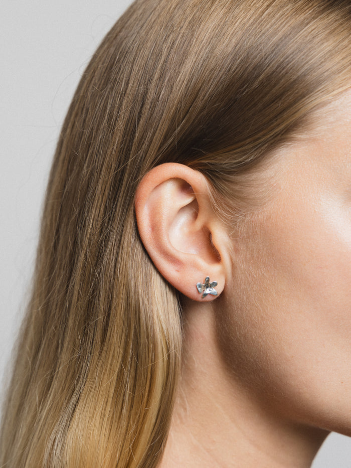 Wolf Circus Flower Charm Stud Earrings in 925 Sterling Silver-Earrings-wolfcircus.com