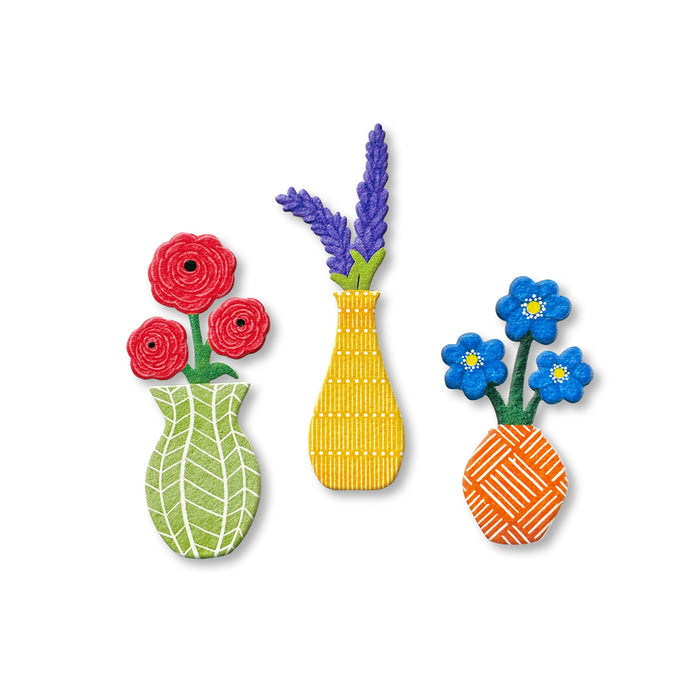 Flower Vase Magnets S/3