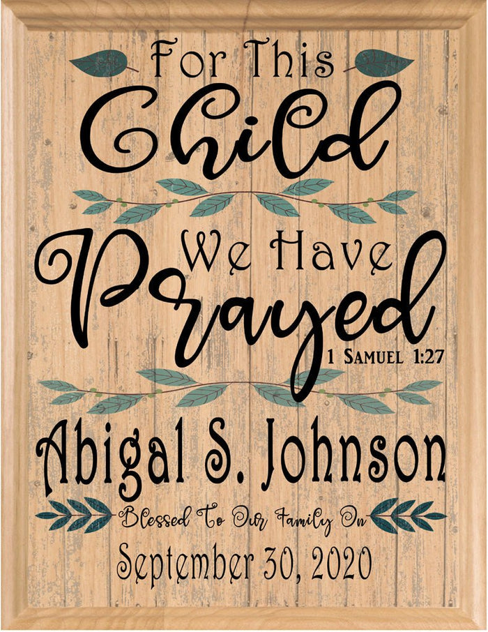 for this child we have prayed plaque