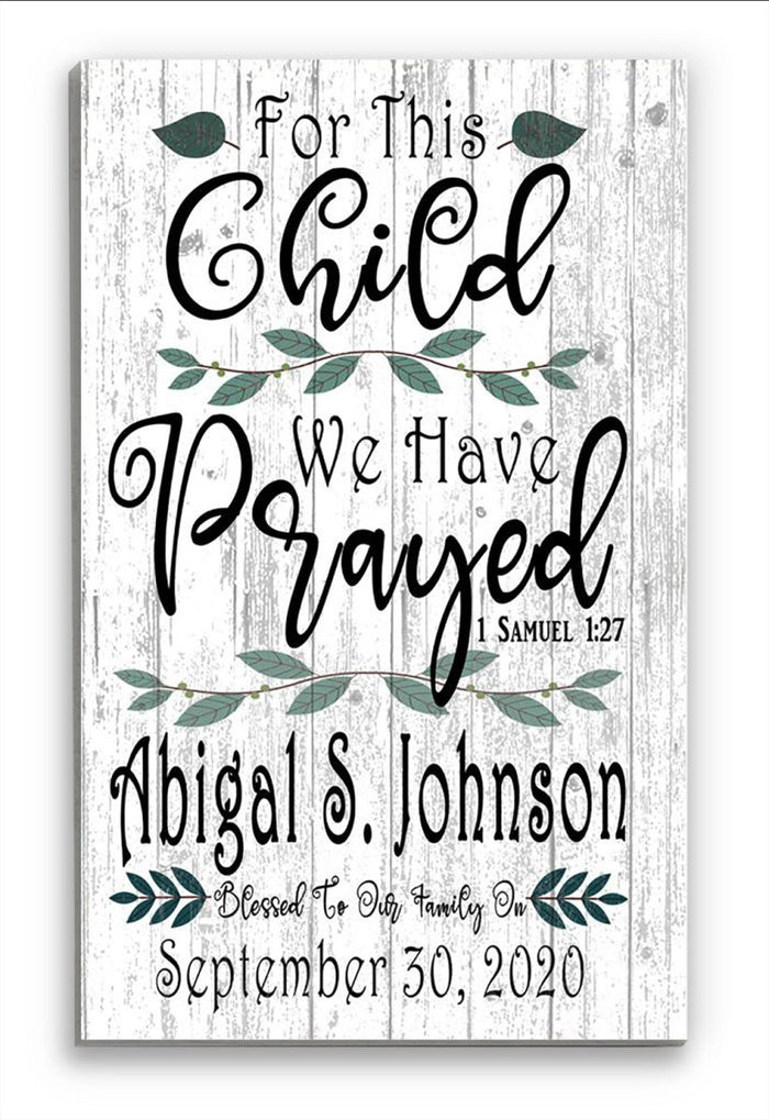 for this child we have prayed sign