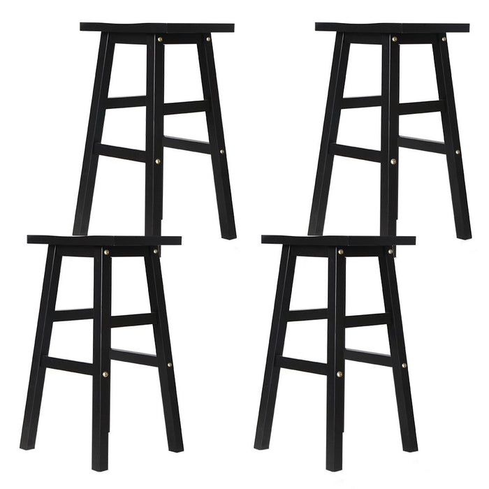 Four Bar Stools Kitchen Counter Stools Wooden Chairs Black -Home Living Store - -