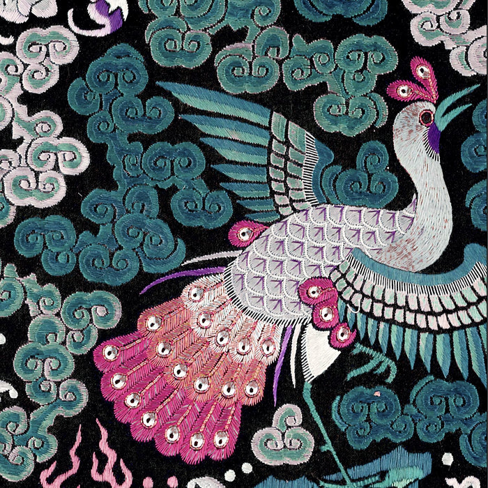 Framed Qing Dynasty, Traditional Chinese Silk Embroidery Pheasant Antique Mandarin Square Framed Art Print