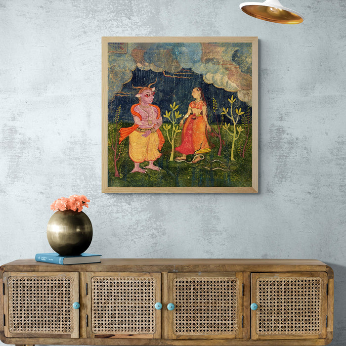 Framed Rasikpriya, Medieval Rakshasa, The Esthetics of Love | Divine Supernatural Djinn Mythology, Framed Print