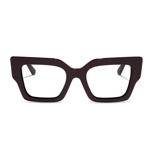 star wars x diff eyewear featuring the general leia™ square prescription glasses with a aubergine purple frame front view