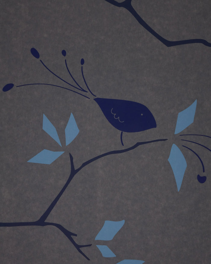 Geo Bird Wallpaper Graphite Cobalt