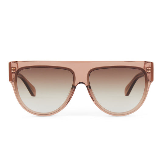 diff eyewear featuring the georgie square sunglasses with a cafe ole frame and brown gradient front view
