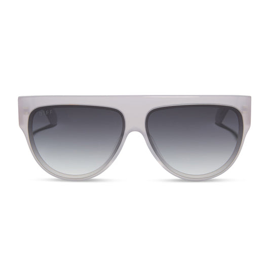 diff eyewear featuring the georgie square sunglasses with a thistle purple frame and grey gradient lenses front view