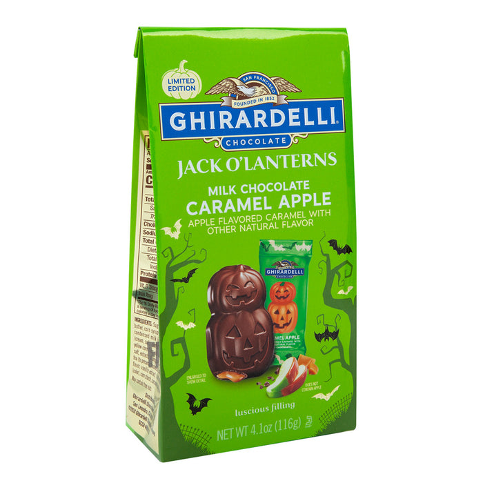 Ghirardelli Milk Chocolate Caramel Apple Jack O'Lantern Candy - 12 Count