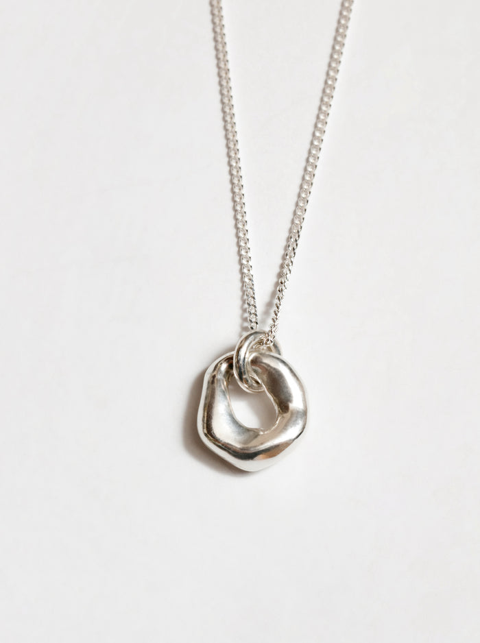 Wolf Circus Oval Pendant Necklace Sterling Silver | Recycled Materials | Gigi Necklace in Silver-Necklaces-wolfcircus.com