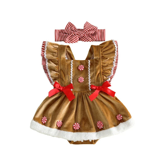 GINGERBREAD GIRL Bowtie Romper