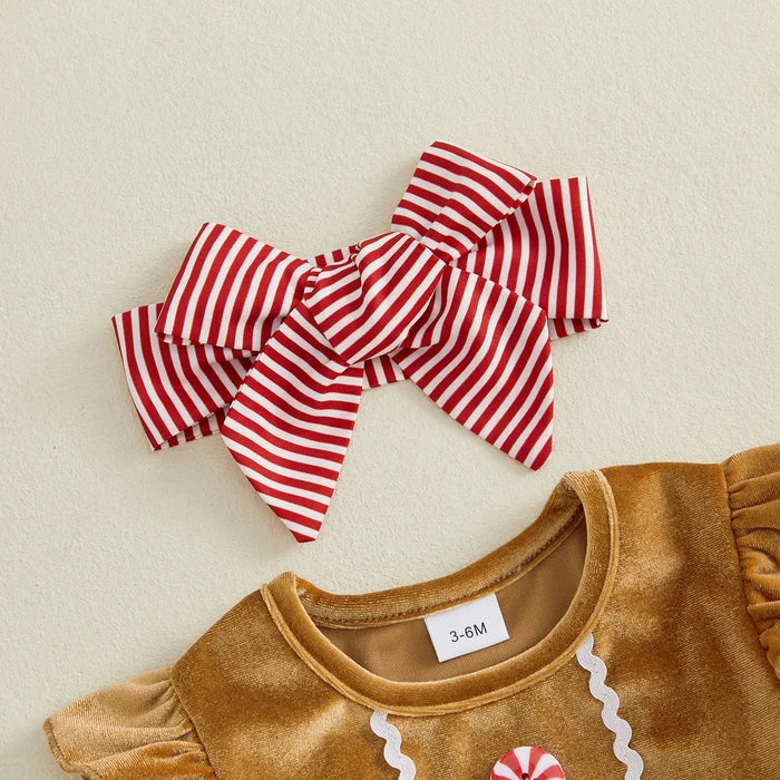 GINGERBREAD GIRL Long-Sleeve Bowtie Romper